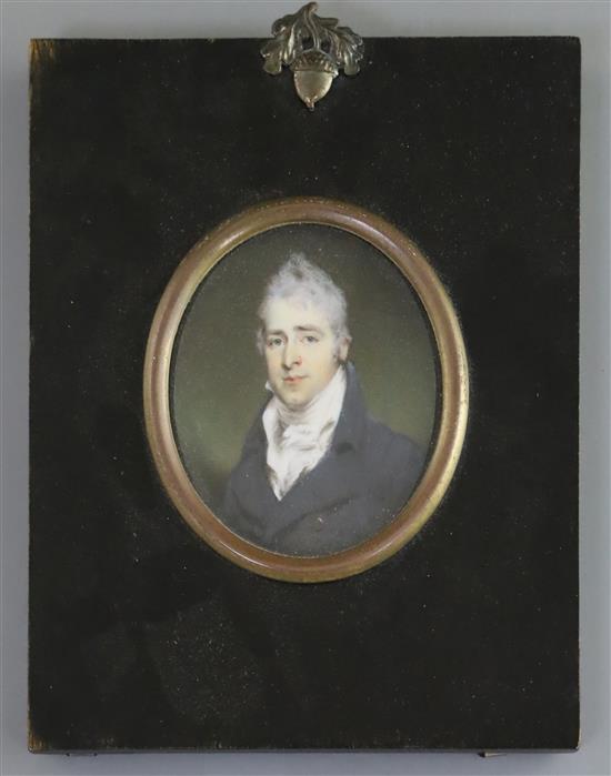 Early 19th century English School Miniature portrait of Charles Garth Colleton of Haines Hall, Berkshire, married Charlotte Pole-Carew
